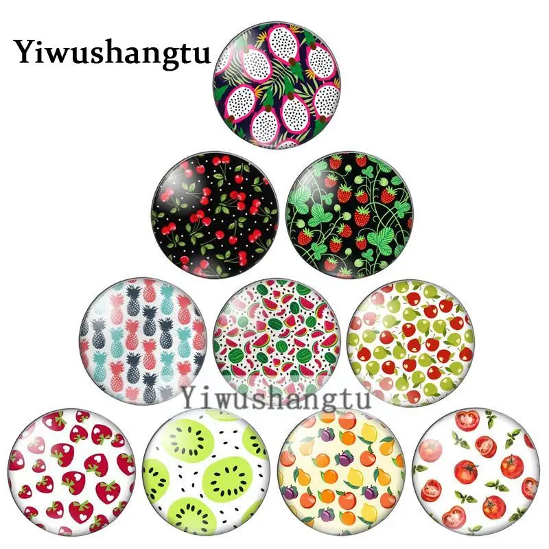 Delicious fruits strawberry Cherry  watermelon 12mm/20mm/25mm/30mm  Round photo glass cabochon demo flat back Making findings