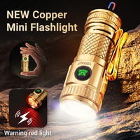 1200lm Mini Flashlight EDC Torch with 4* LEDs and Red Flash Aux LED Copper Metal Pen Flashlight with Magnetic Base Emergency