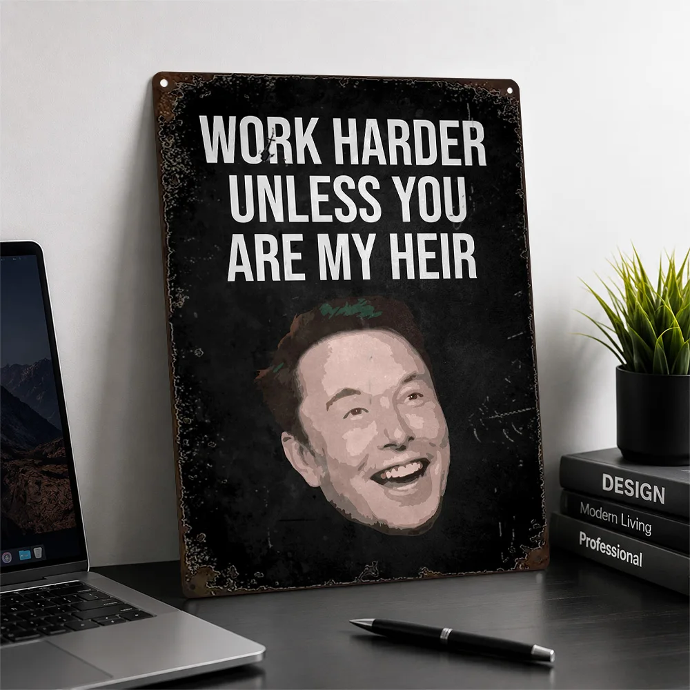 Businessman Work Harder Quote Printed Poster Graphic Wall Art For Home Office Customized Aluminum Metal Sign Motivational Gift