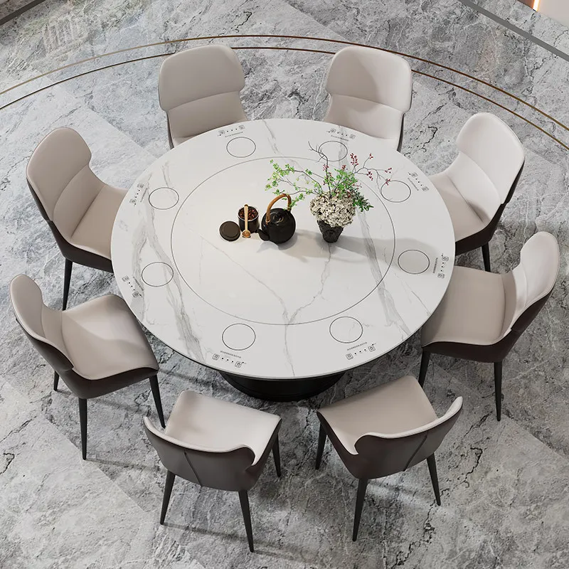 Mesa de Jantar Redonda Inteligente, Design Nórdico, Mesa de Jantar que Economiza Espaço, Móveis para Restaurante e Cozinha