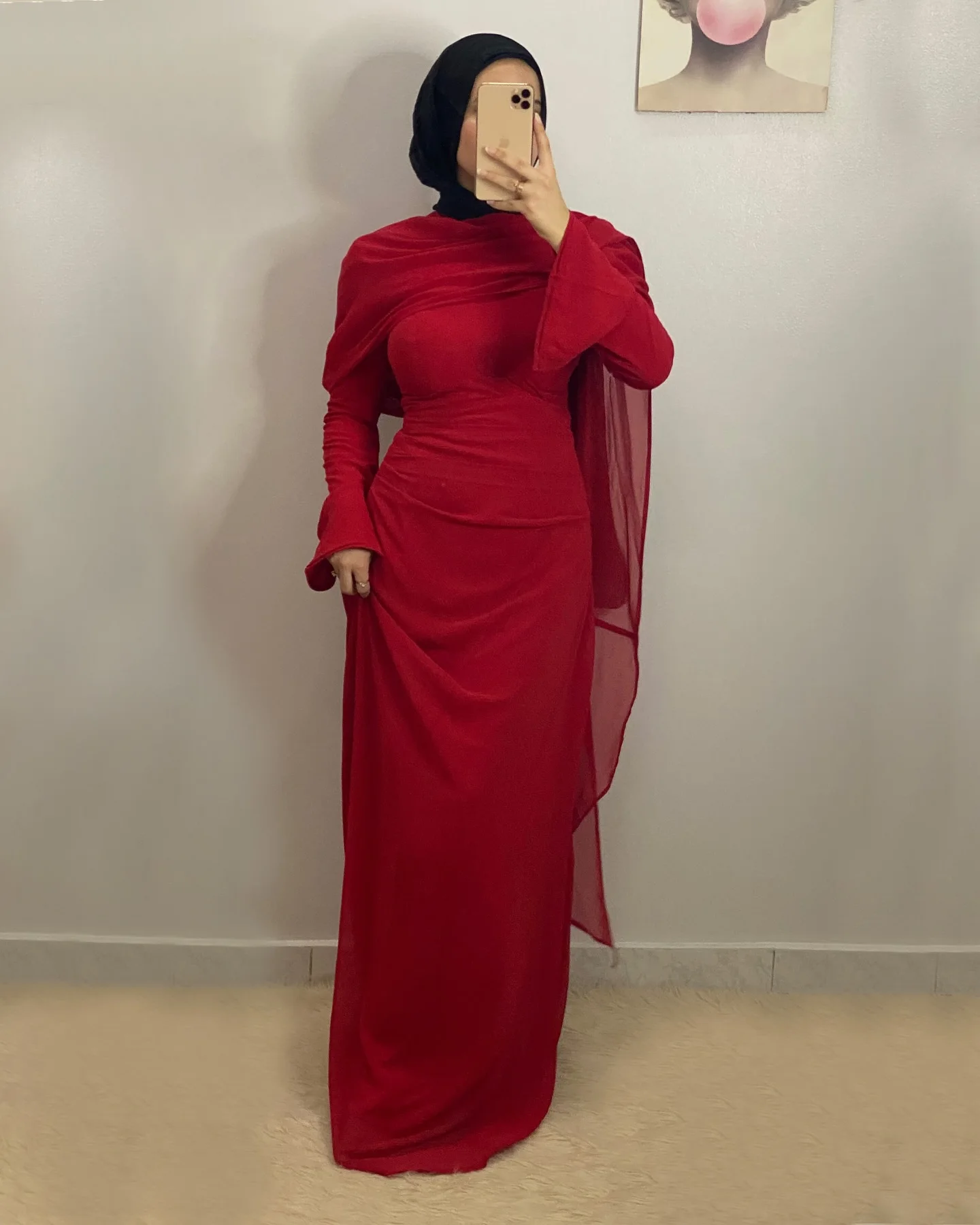 

Aenyrst Vintage Muslim Red Prom Dress Women O-Neck Mermaid Party Evening Gown customized 2025 Floor Length Formal Occasion Gowns