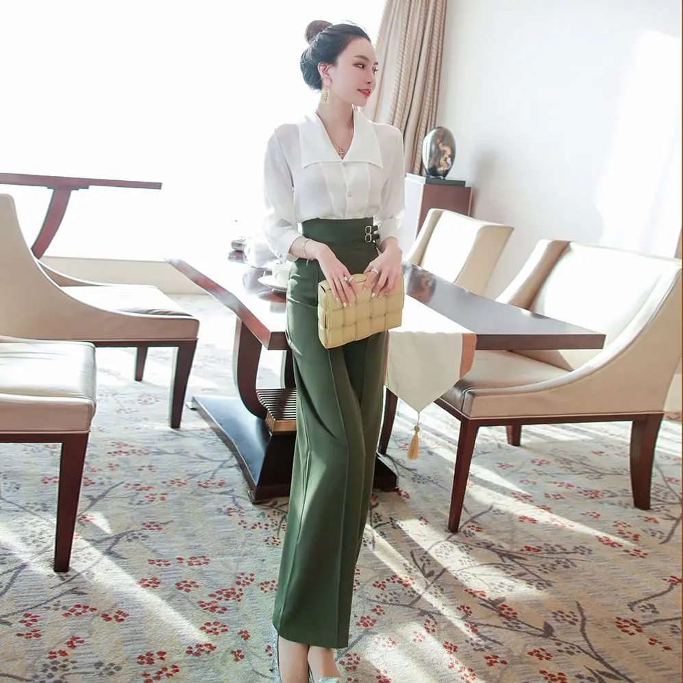 

Wide Leg Ladies Trouser Shirt Summer 2024 Party Women's Blouse and Pants Two Piece Set Casual Elegant Full Chic Korea Stylish D