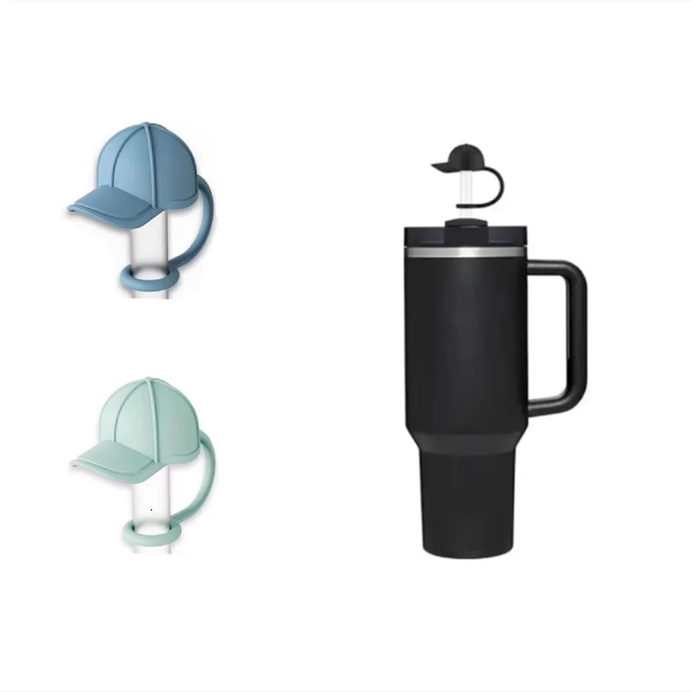 Baseball Cap Compatible With Stanley 30&40 Oz Tumbler 6-8mm Straw Covers Cap Cartoon Silicone Baseball Cap Straw Covers