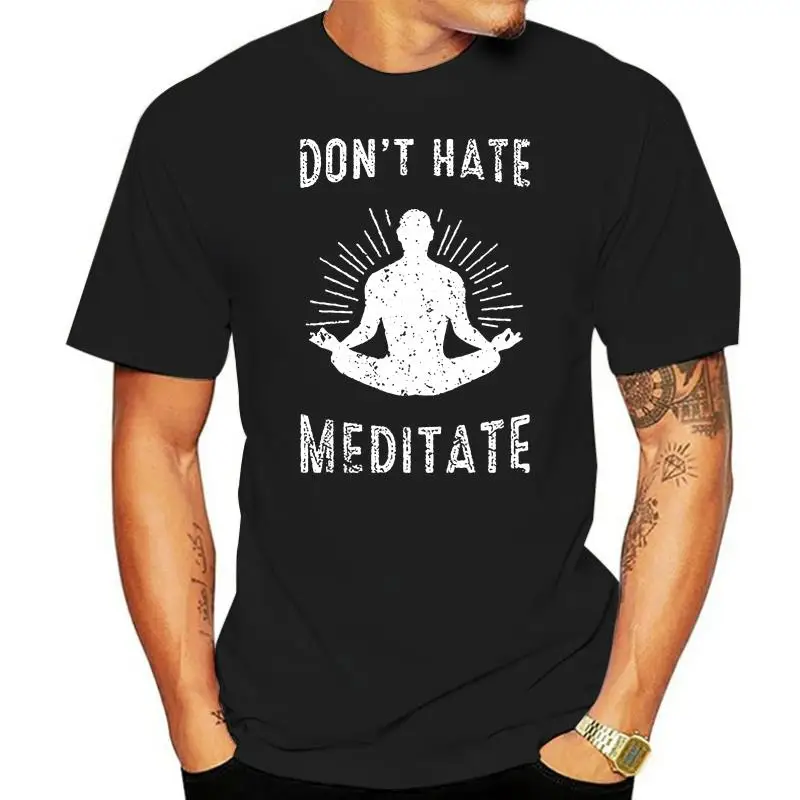 Fashion Men T Shirts DonHate Meditate Zen Yogaer Meditation Humor Mens Black Extended Long T-Shirtfunny T Shirts For Men