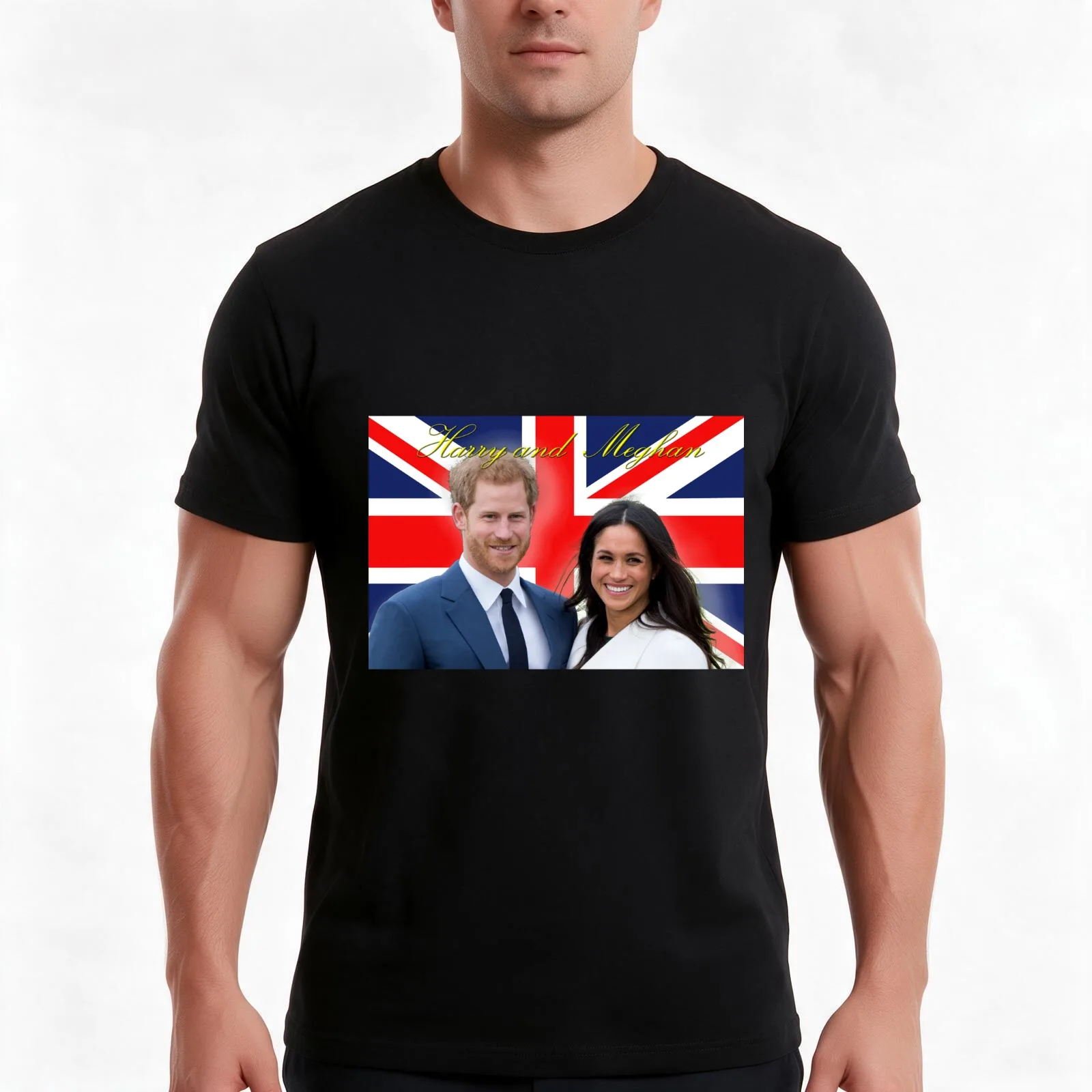 HRH Prince Harry and Meghan Markle Royal Wedding at Windsor Castle 19th May 2018 T-Shirt, Summer Casual Cotton Tee, 100% Cotton