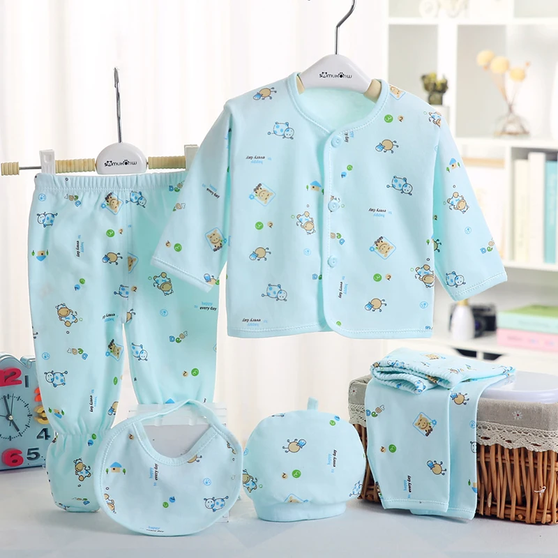 5pcs/Set Newborn Baby 0-3 Month Clothing Set Cartoon Baby Boys Girls Clothes Suits Cotton Cartoon Underwear