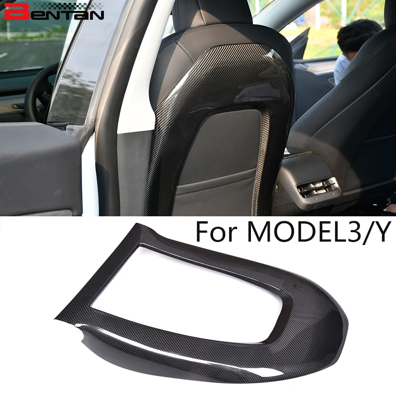 Automobile seat back cover decorative protective cover carbon fiber beautifier is suitable for Tesla Model 3  MODEL Y 2017-2023