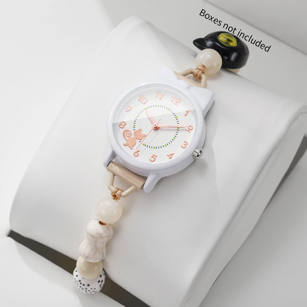 Fashion Cat Dial Women Quartz Watch Beaded Chain Bracelet Wristwatches Girls Students Clock Gift Relogio Feminino  (Without Box)