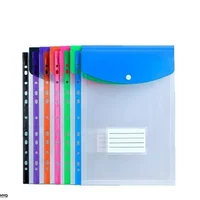 6pcs Plastic Envelope With Adhesive Snaps & 11 Holes File Folder Expansion Bag For 2/3/4 Ring File Bag A4 File Bag School Office 3