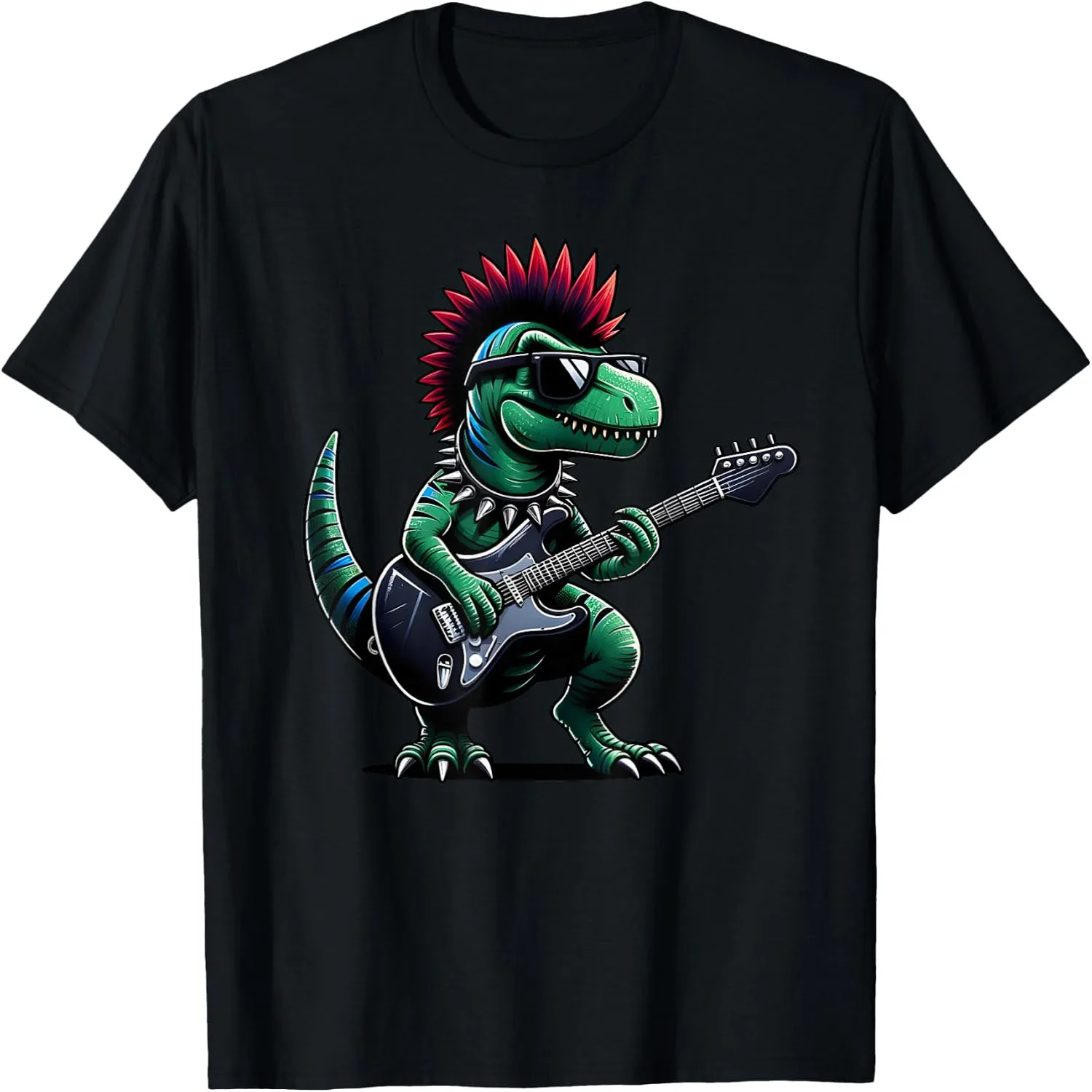 Cute Punk Dinosaur, Rock'n Roll Goth Dino, Guitar Band Funny T-Shirt Birthday t-shirt, graphic tee