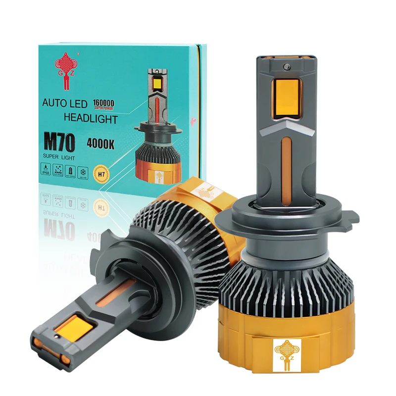 

M70 4000Kht Желтый свет мощная автомобильная светодиодная фара H1 H7 H13 H11 9005 9006 100 Вт 10000LM 5055 Чип Plug and Play лампа