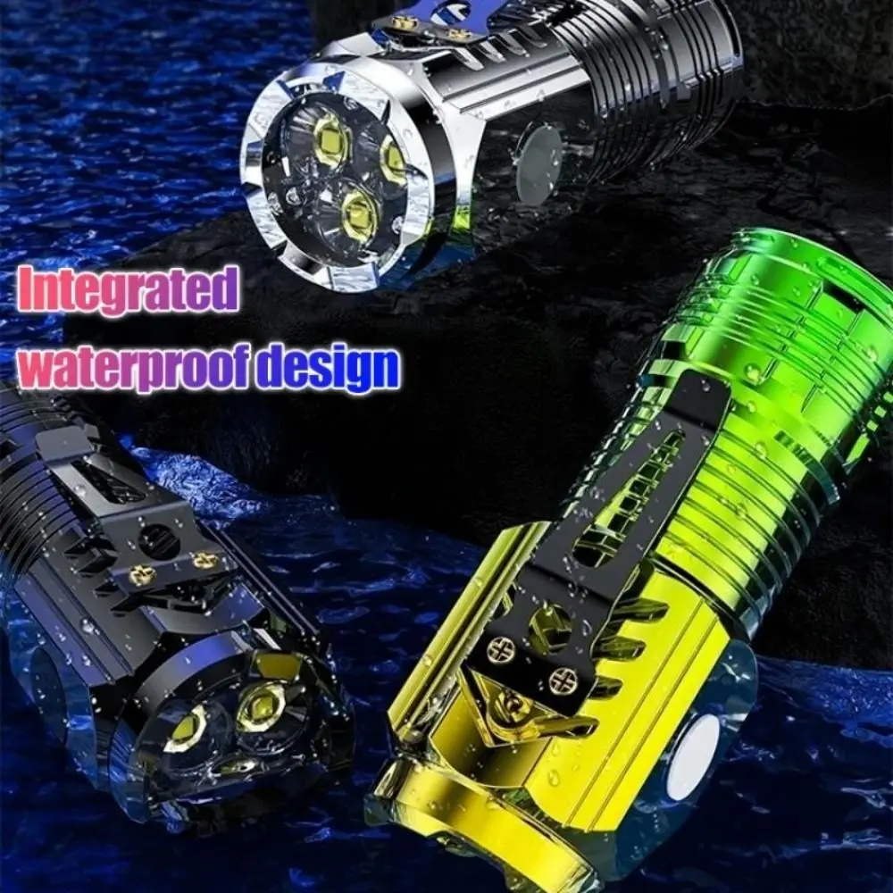 

With Clip Three-Eyed Mini Flashlight Multi-Uses Mini Strong Light Mini Flashlights Rechargeable Portable Emergency Flashlights