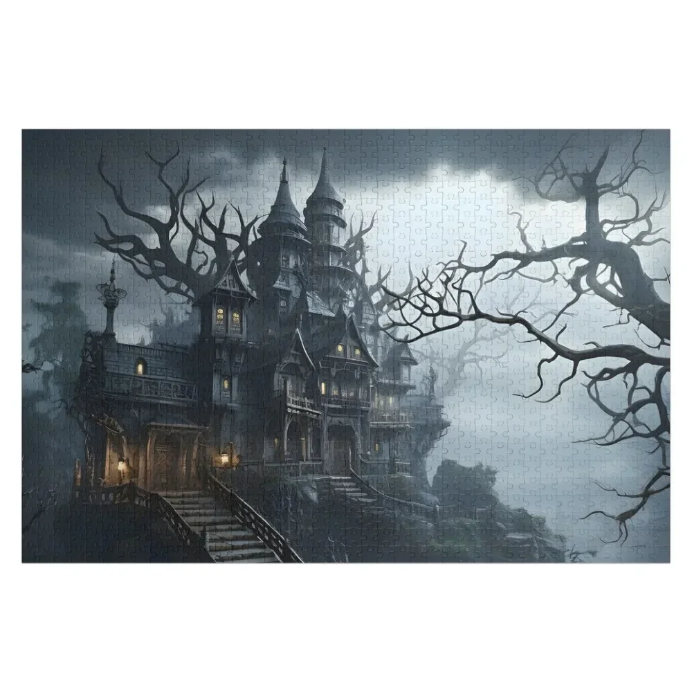 

Eerie Halloween Haunted House Jigsaw Puzzle Personalized Gifts Adult Wooden Puzzle