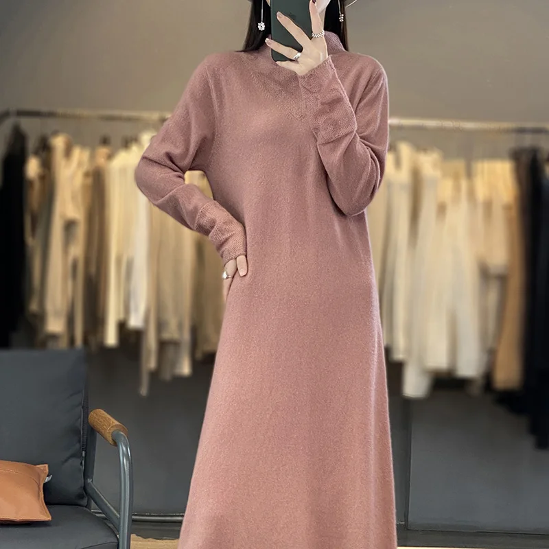 Lace Skirt Sweaters Hot Sales With Free Shipping Cashmere Long Dress For Women Knit Jumpers 2023 Winter Lady Pullovers NJ01