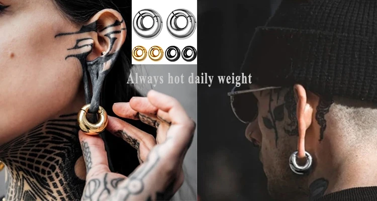 Casvort 2 Stück 4mm 6g Klassische Ohrgewichte mit Verschluss, Ohrhänger, Ohrplugs für Ohrläppchen, Edelstahl-Piercing-Körperschmuck – Detail 2