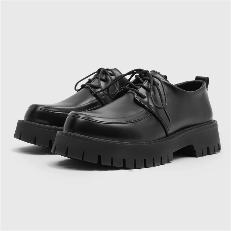 Men's low top casual leather shoes with thick soles and increased height, men's 2022 new height and versatile men's shoes