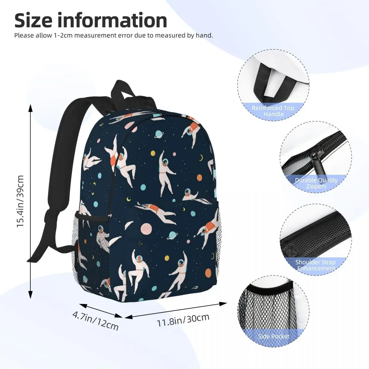 Space Adventure Pattern With And Astronaut Explore Cosmos Seamless Backpacks Boys Bookbag Children School Rucksack Shoulder Bag