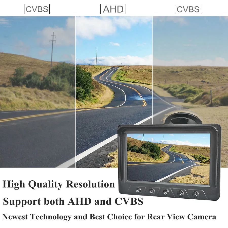 DIYSECUR 1024x600 4Pin 5 بوصة AHD IPS شاشة الرؤية الخلفية للسيارة شاشة عرض رقمية لكاميرا السيارة AHD CVBS #5