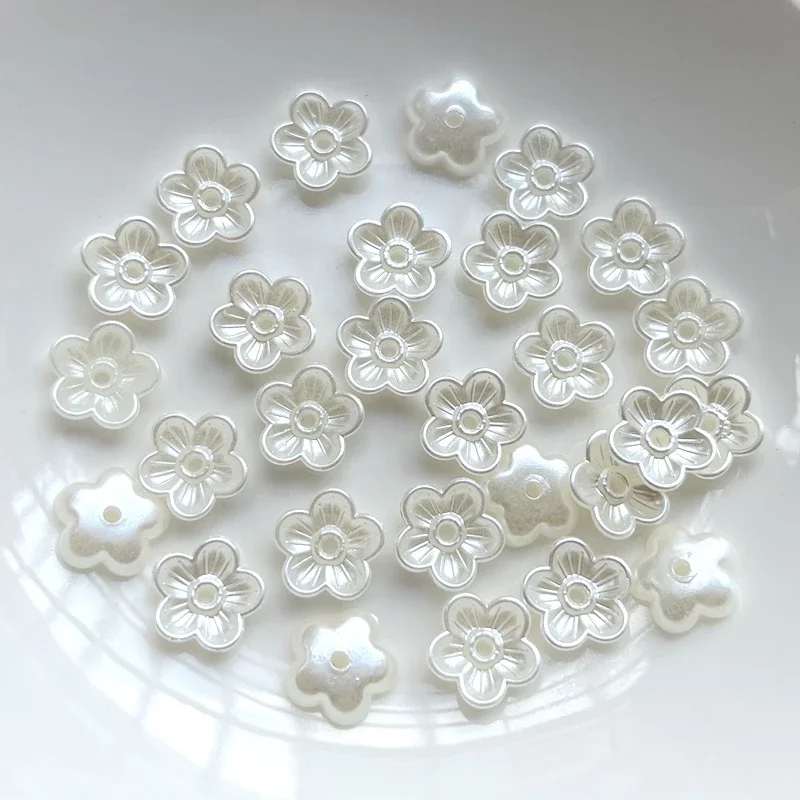 60pcs 12mm ASB white petal loose beads for jewelry making DIY handicraft brooch earrings accessories flower beads