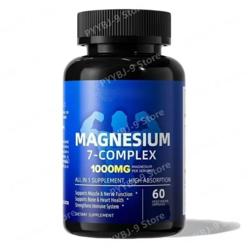 

Комплекс магния 7-в-1 с глицинатом, цитратом, малатом, хелатом, цинком, витаминами D3, B6 для сна и восстановления мышц, 60 капсул