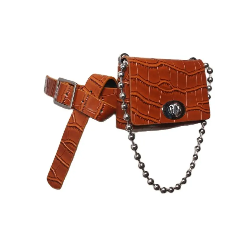 

Crocodile Pattern Small Bag Women's Fashion Slanting Cross Hand Multi-purpose Belt Women's Versatile Concave Shape Belt Women