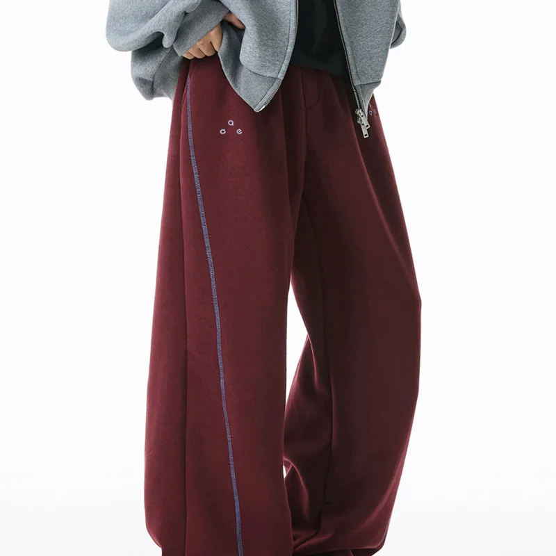 

Textured Open Stitch Split Casual Pants Men Autumn Style Straight Loose Sweatpants Trendy Brand Sports Long Pants