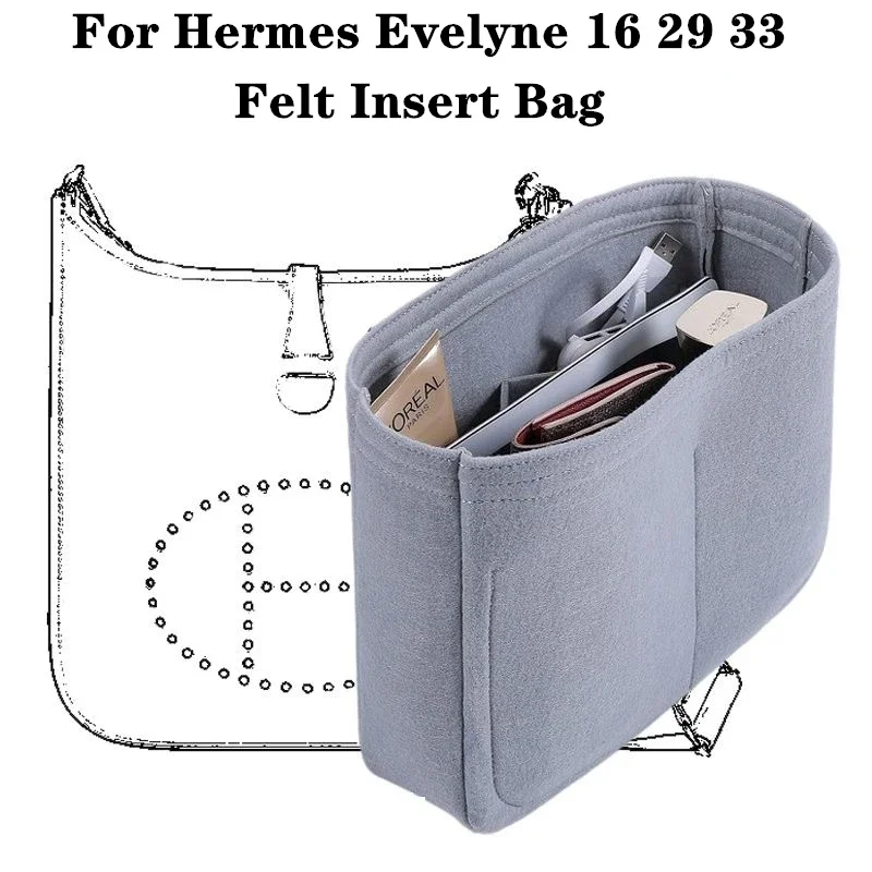 For Hermes Evelyne 16 29 33 Handbag Felt Cloth Insert Bag Organizer Makeup Handbag Travel Inner Purse Portable Cosmetic Bags