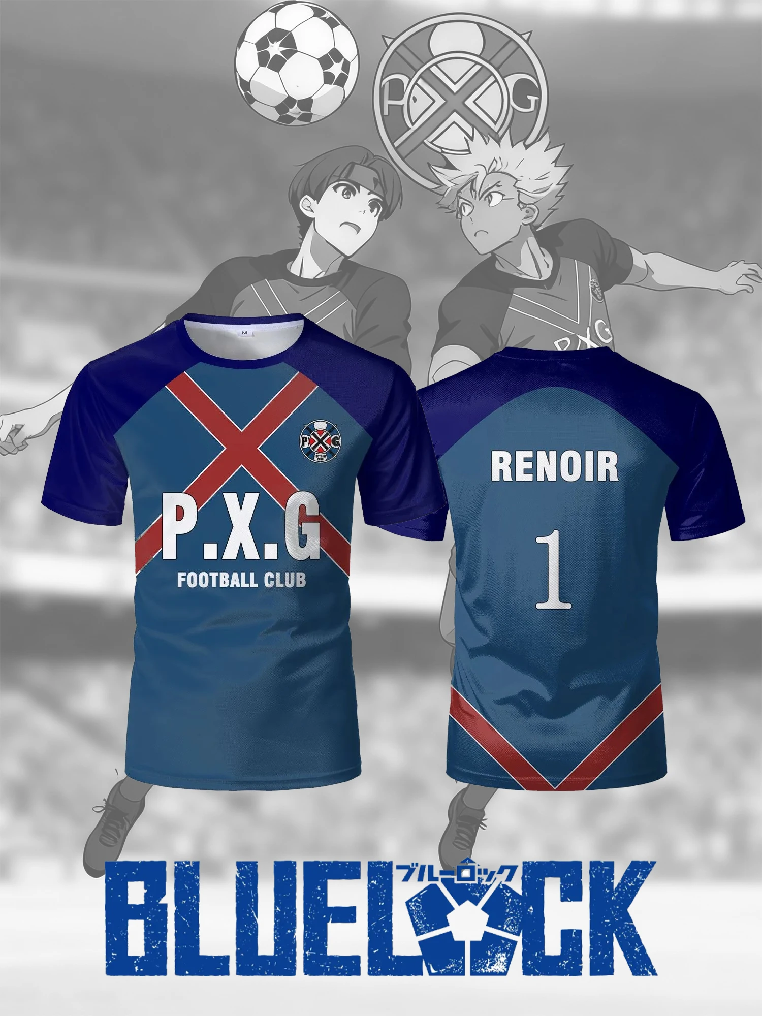 T-shirts décontractés de style sportif Y2K, T-shirt à manches courtes Blue Lock P.X.G, T-shirts d'anime, T-shirt pour homme avec motif, T-shirt graphique pour homme