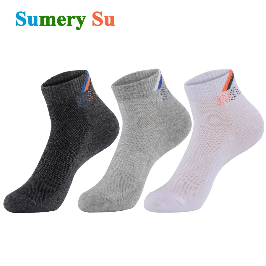 3 Pairs/Lot Running Socks Men Short Sports Cotton Outdoor Compression Breathable Travel Casual Ankle Sock Medias 5 Colors