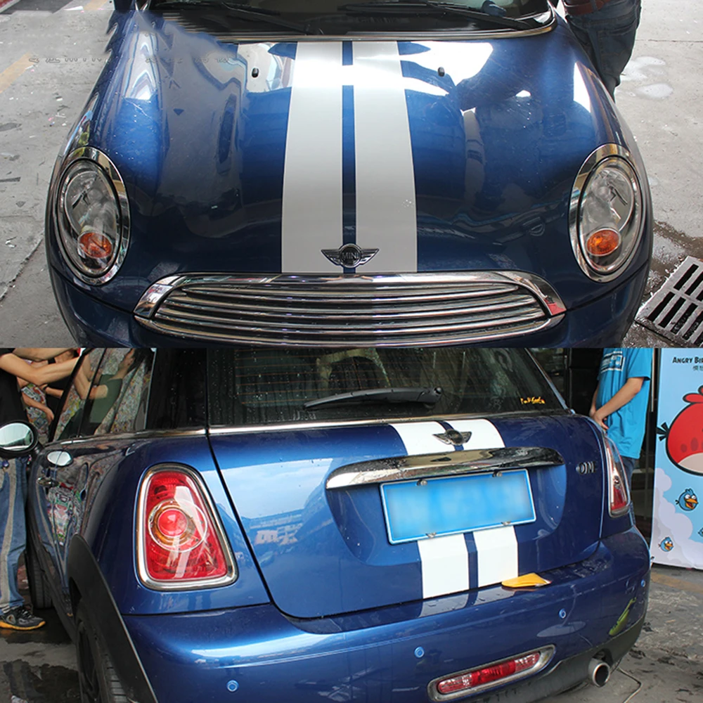 

Автомобильные наклейки и наклейки со средними параллельными линиями, капот + багажник для BMW MINI Cooper S Hatchback R56 2007-2014, аксессуары для стайлинга автомобилей