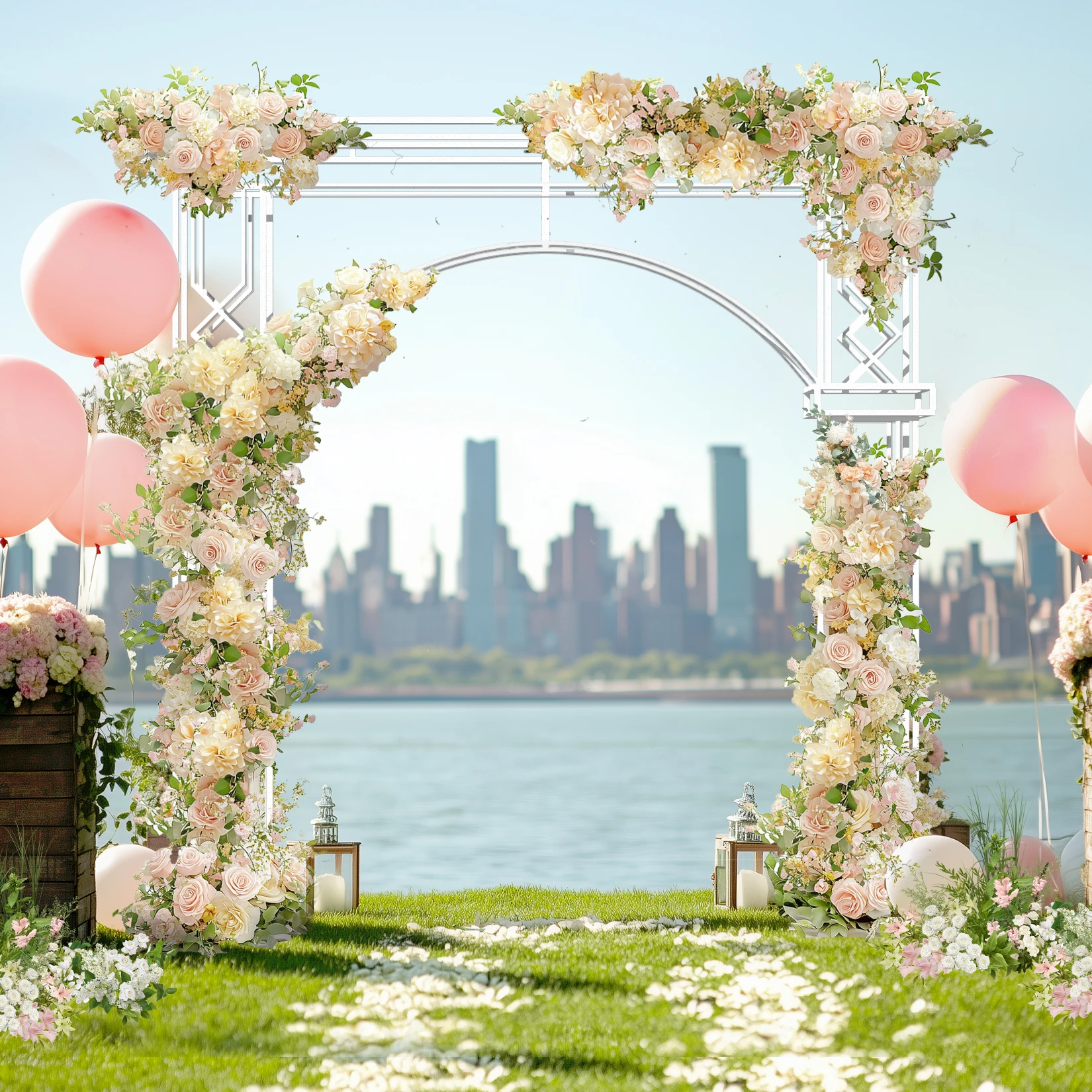 Metal grande arco de casamento suporte flor guirlanda festa de casamento pano de fundo arco dezembro