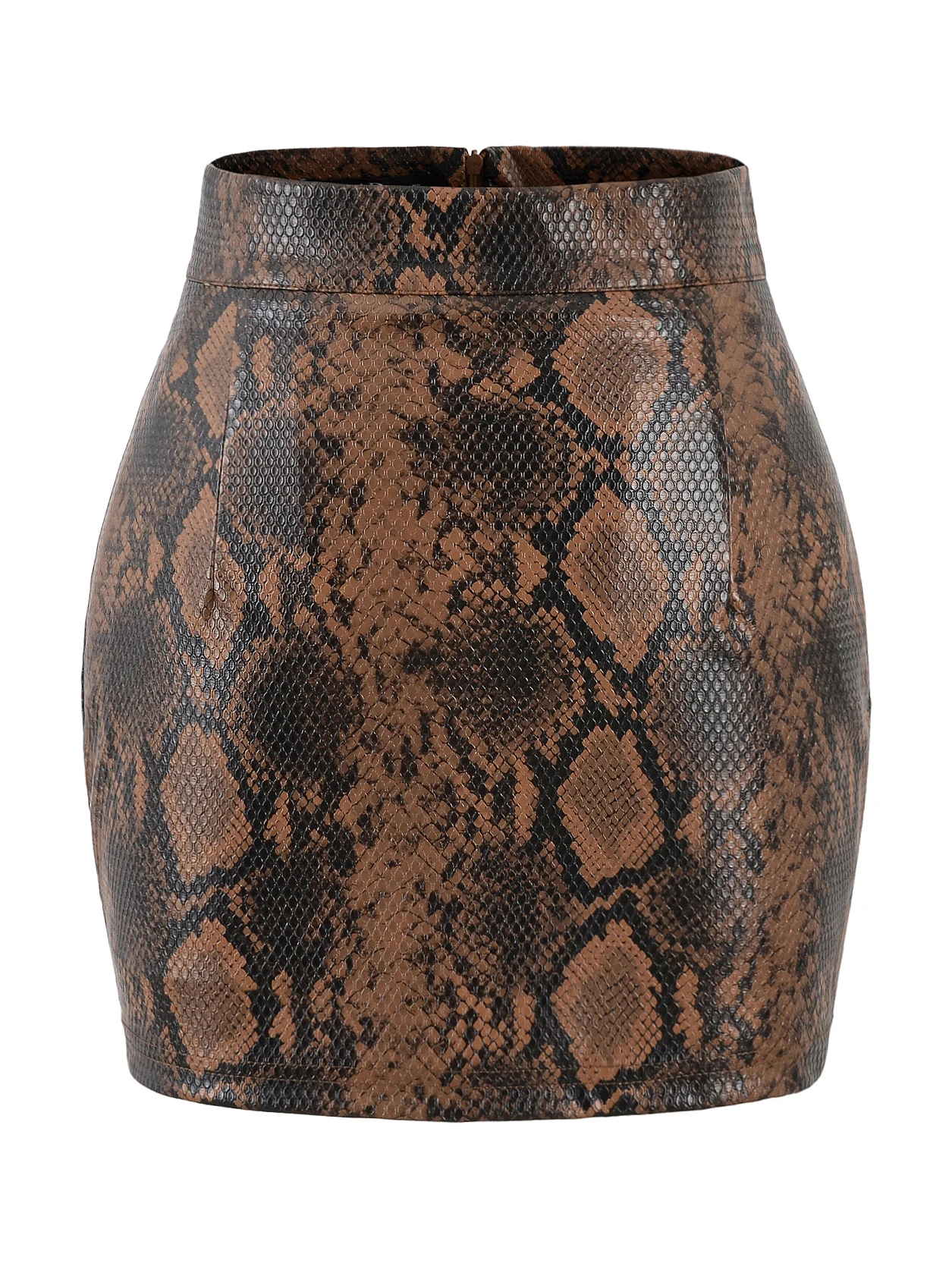   Falda con estampado de serpiente Corte en A Corte entallado Cintura alta Diseño de cremallera Tela elástica Vintage Wild Sle Faion para mujer