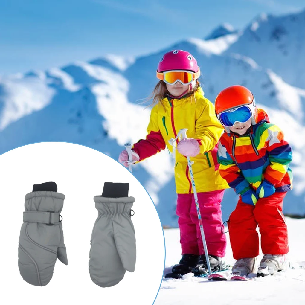 1 Pair Kids Mittens Winter Waterproof Simple Style Ski Supplies Winter