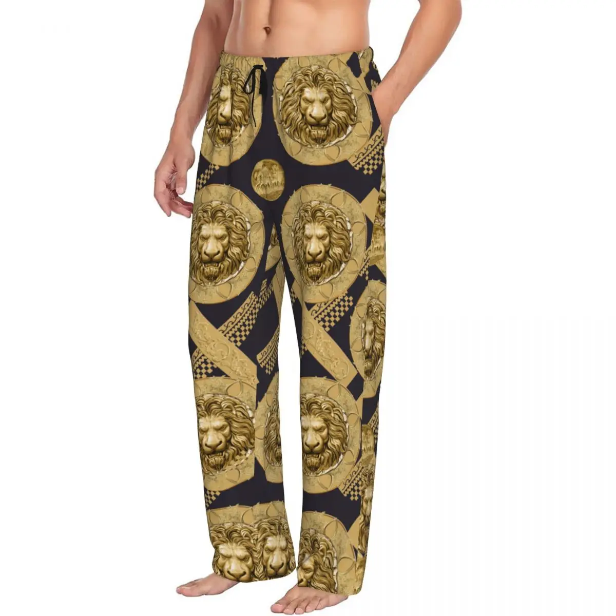 The Lion's Head Of Gold Men's Casual Pajama Sleeping Pants Lounge Loose Trousers Comfortable Nightwear