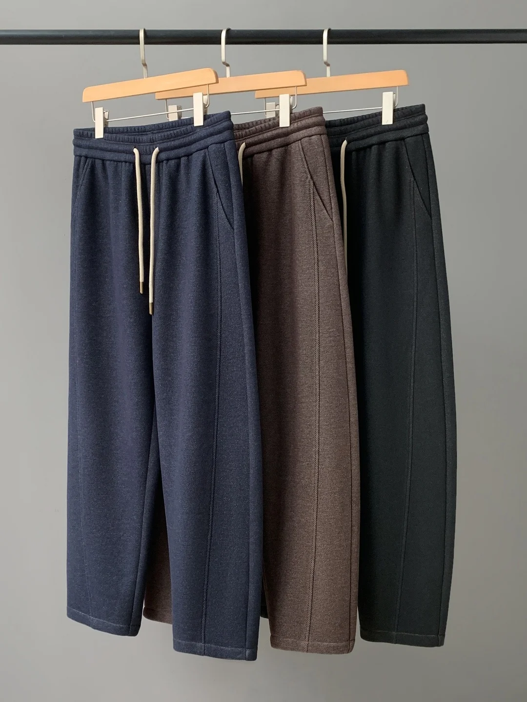 

Теплые мужские джинсы из ацетатной шерсти с широкими штанинами, модные свободные прямые повседневные брюки, универсальные зимние брюки для отдыха