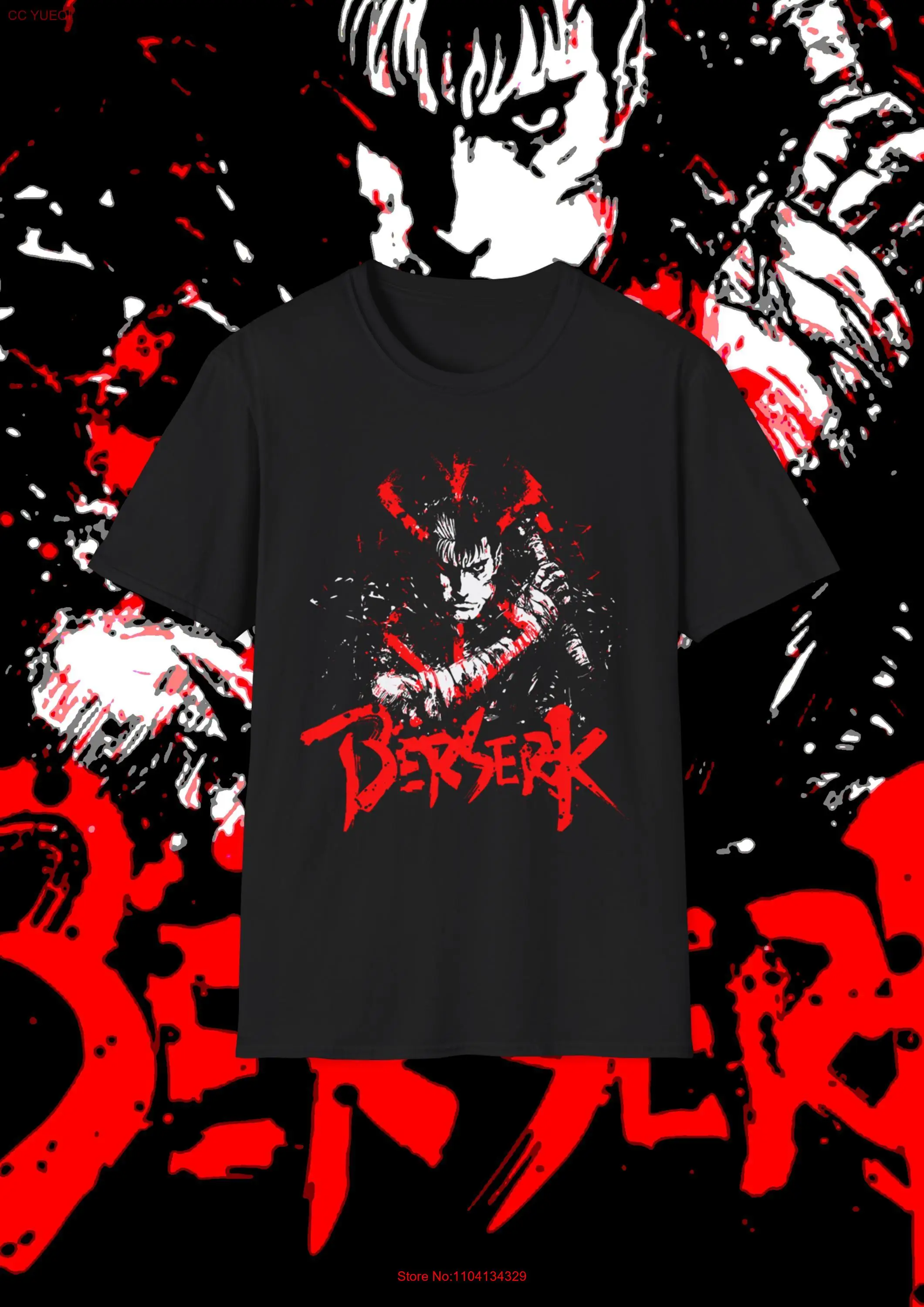 Berserk Anime T Shirt Dark Soft style Top Theme  long or short sleeves