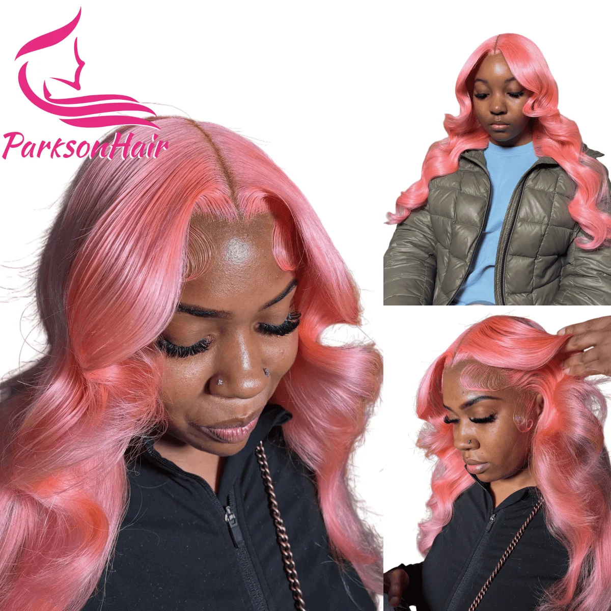 

Light Pink Body Wave 13x6 Lace Front Wig Colored Blonde Human Hair Pre Plucked Transparent 13x4 Lace Frontal Wig for Black Women