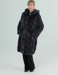Knitted Fox Fur Sweater for Ladies, Fine Cashmere Jacket, Warm Wool Clothing, Casual Fashion, European Street Style, Winter