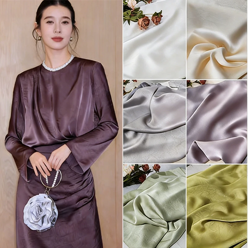 

100*150cm Chinese Silky Acetic Acid Fabric Hand-Crimped Floral Soft Breathable Glossy Fabric Diy Chinese Hanfu Overskirt Shirt