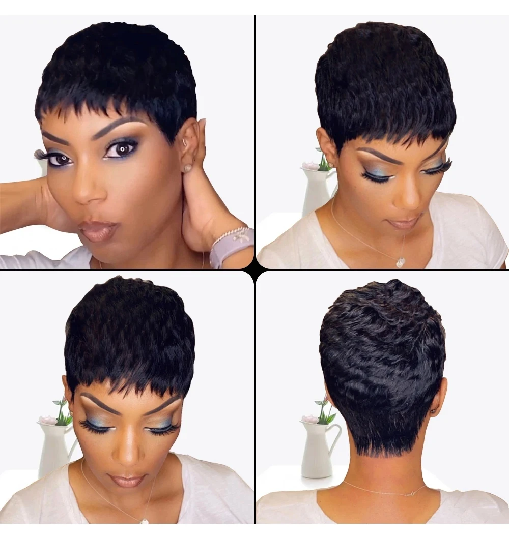 لولي دريم عابث قطع الباروكات شعر الإنسان رخيصة شعر بشري قصير الباروكات مستقيم جاهز للنساء السود آلة صنع الباروكات مع الانفجارات