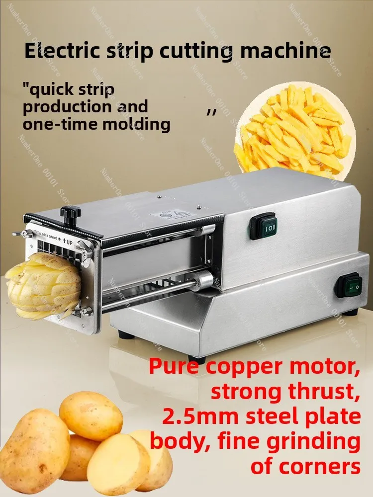 Electric potato cutter commercial automatic fries machine cucumber and radish cut long strip push machine tool