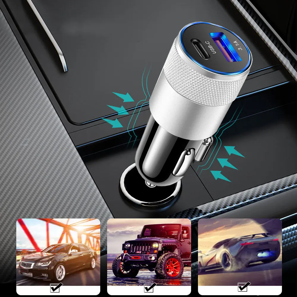 12W PD Car Charger USB Type C Fast Charging Car Phone Adapter for iPhone 13 12 Xiaomi Huawei Samsung S21 S22 Quick Charge 3.0