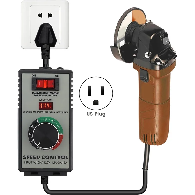 LJL AC Motor Speed Controller Variable Speed Controller Fan Speed Controller For Motor Overload Protection US Plug