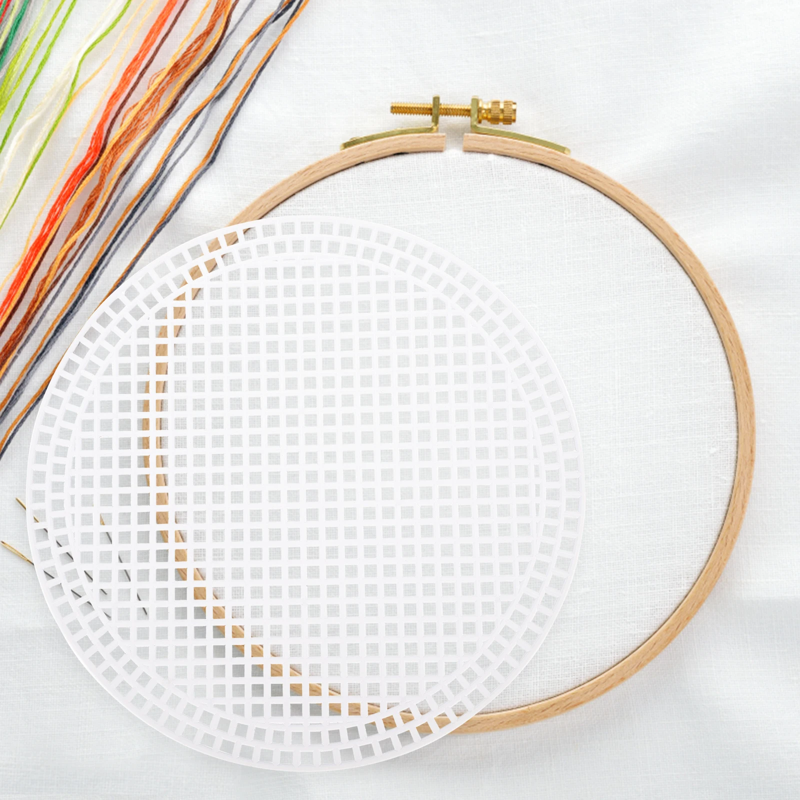 

10pcs Round Diy Mesh Sheets Plastic Embroidery Yarn Crafting Sheets For Cross Stitch Sewing Bag Making Woven Projects Homemade