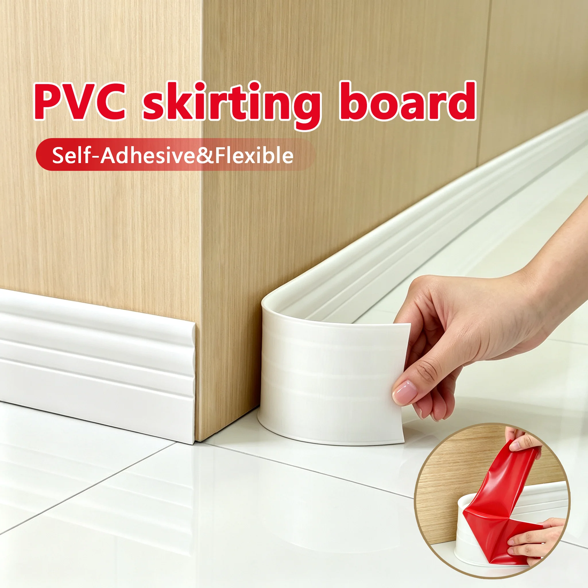 PVC Skirting Board (3 Meters Long And 3 Millimeters Thick), Can Be Directly Attached To The Wall, And Is Easy To Install.