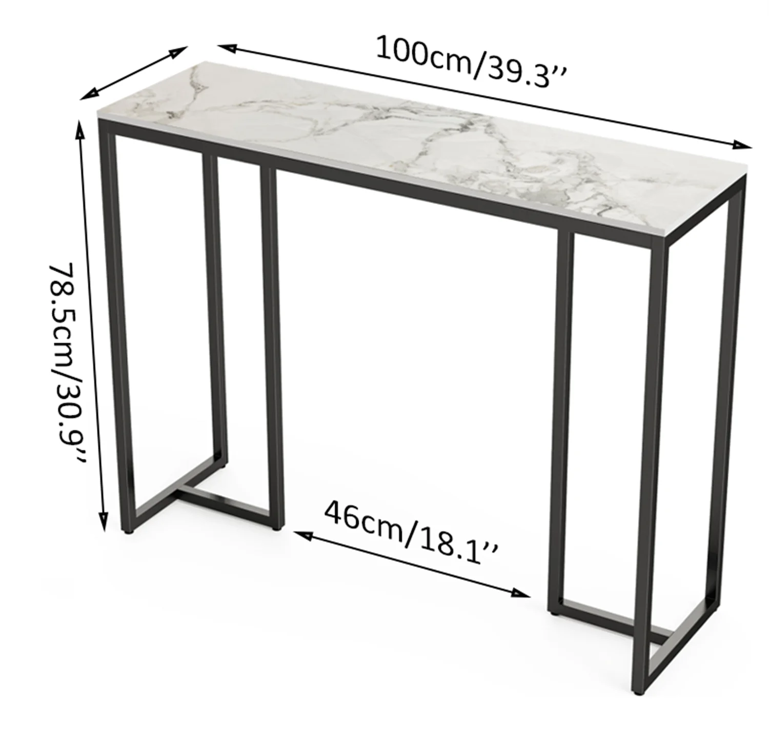 Marble Console Table Modern Accent Side Stand Sofa Entryway Hall Furniture Storage Display Table Metal Frame