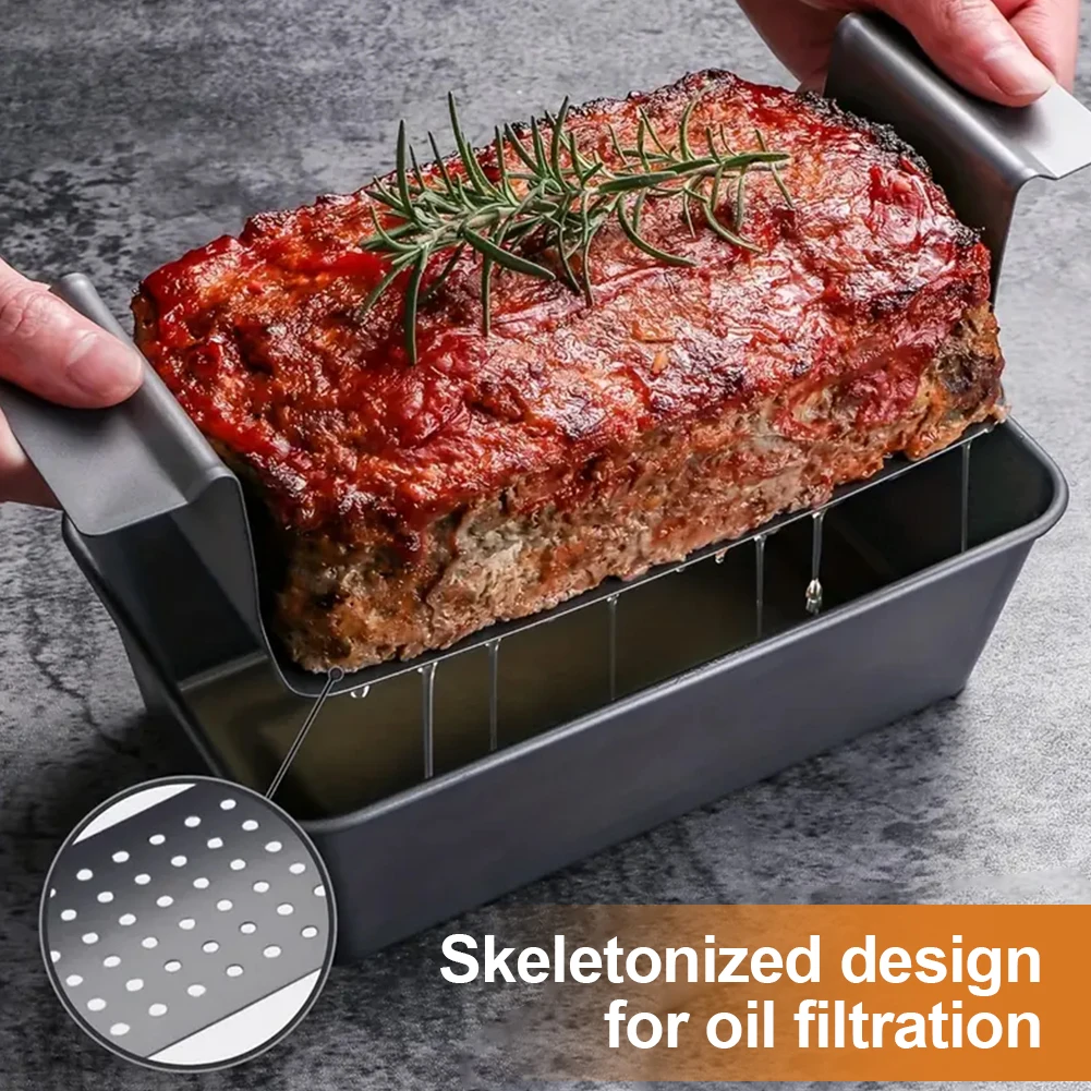 

Rectangular Toast Baking Pan W/ Detachable Drain Tray Meat Pie Metal Baking Pan Toast Mold Household Bread Pan for Baked Loaves
