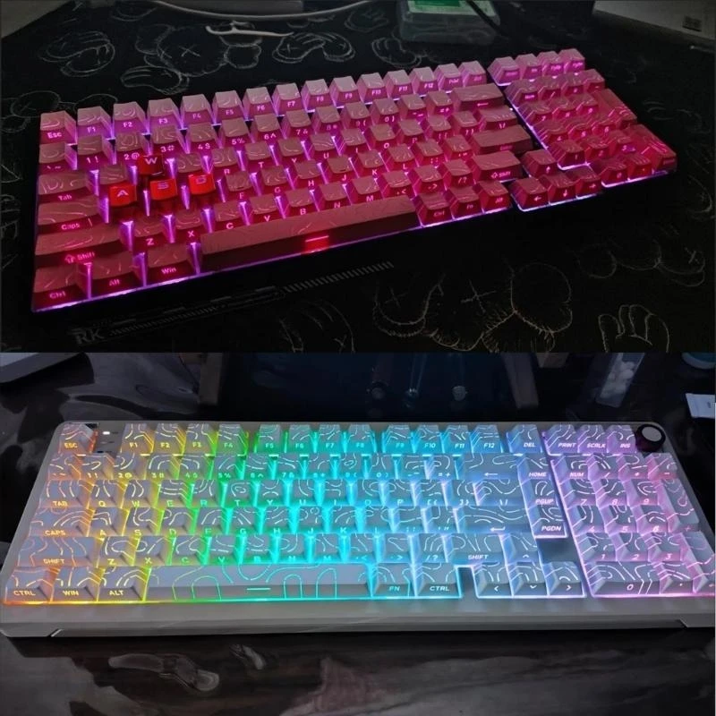  Contour4.0 Keycaps Gradients Side Print PBT Construction 133Keys for Gaming
