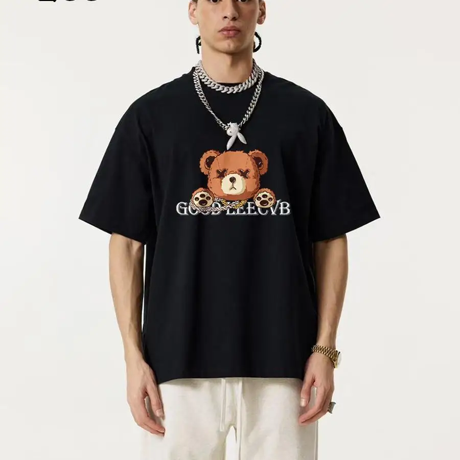 

M (22) Tendance Ample Pour Hommes Et Femmes Футболка À Manches Courtes Pour Hommes Américains Impression Pur Coton 2025 Nouvel Été