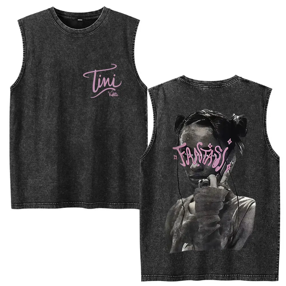 

Singer TINI STOESSEL Futtura Tour Album 2025 Футболка Мужчины Женщины Винтажная стираная майка Хип-хоп Поп-музыка Футболка из 100% хлопка